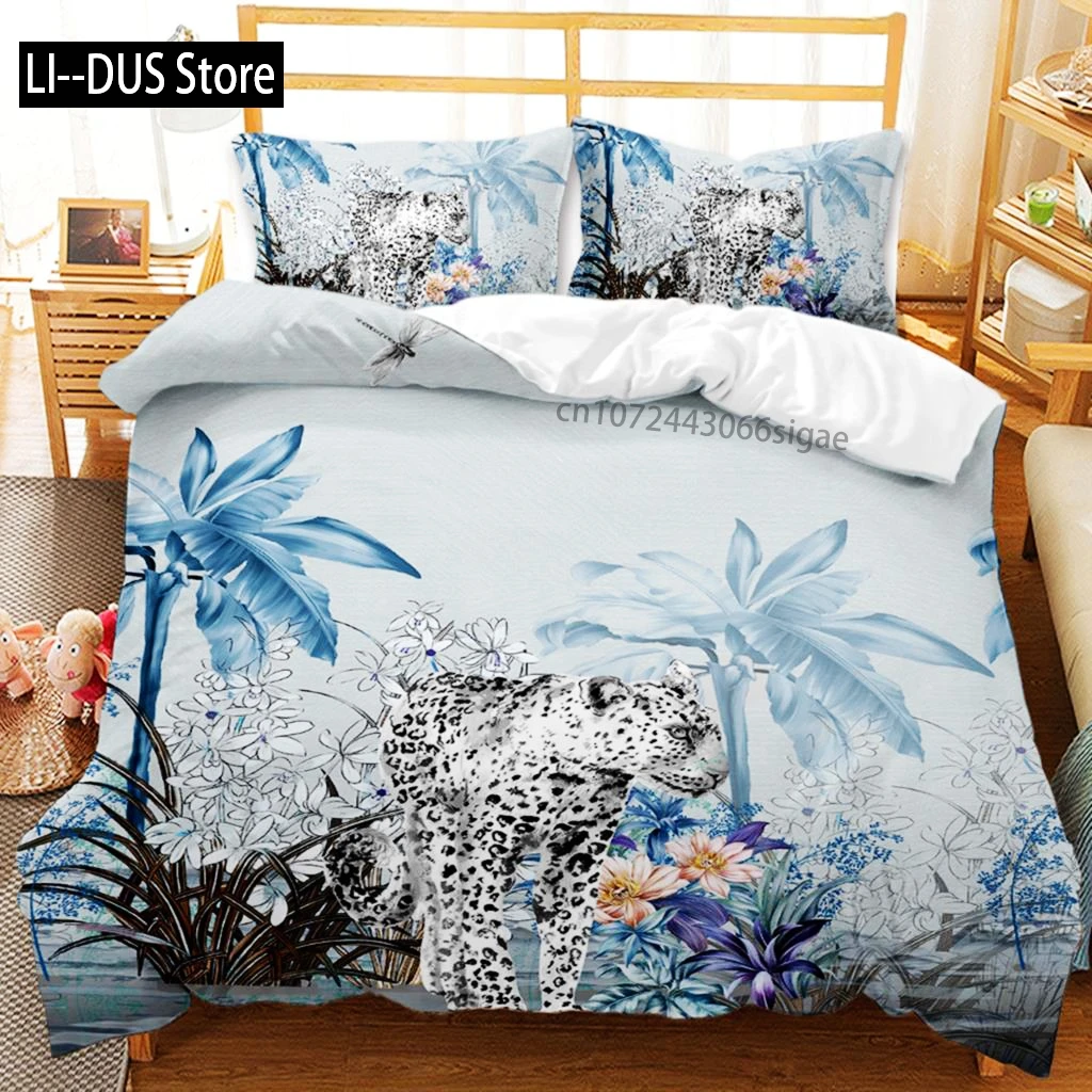

Leopard Duvet Cover Set Microfiber Cheetah African Animals Bedding Set Outer Space Pattern For Boys Men Double Queen King Size