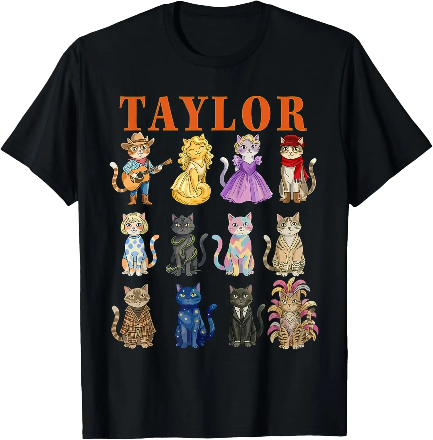 Taylor Groovy Name Cat 80'S Vintage Birthday Girls T-Shirt 100% Cotton Trendy Y2K Short-Sleeve Tee – Soft, Quick-Drying, &