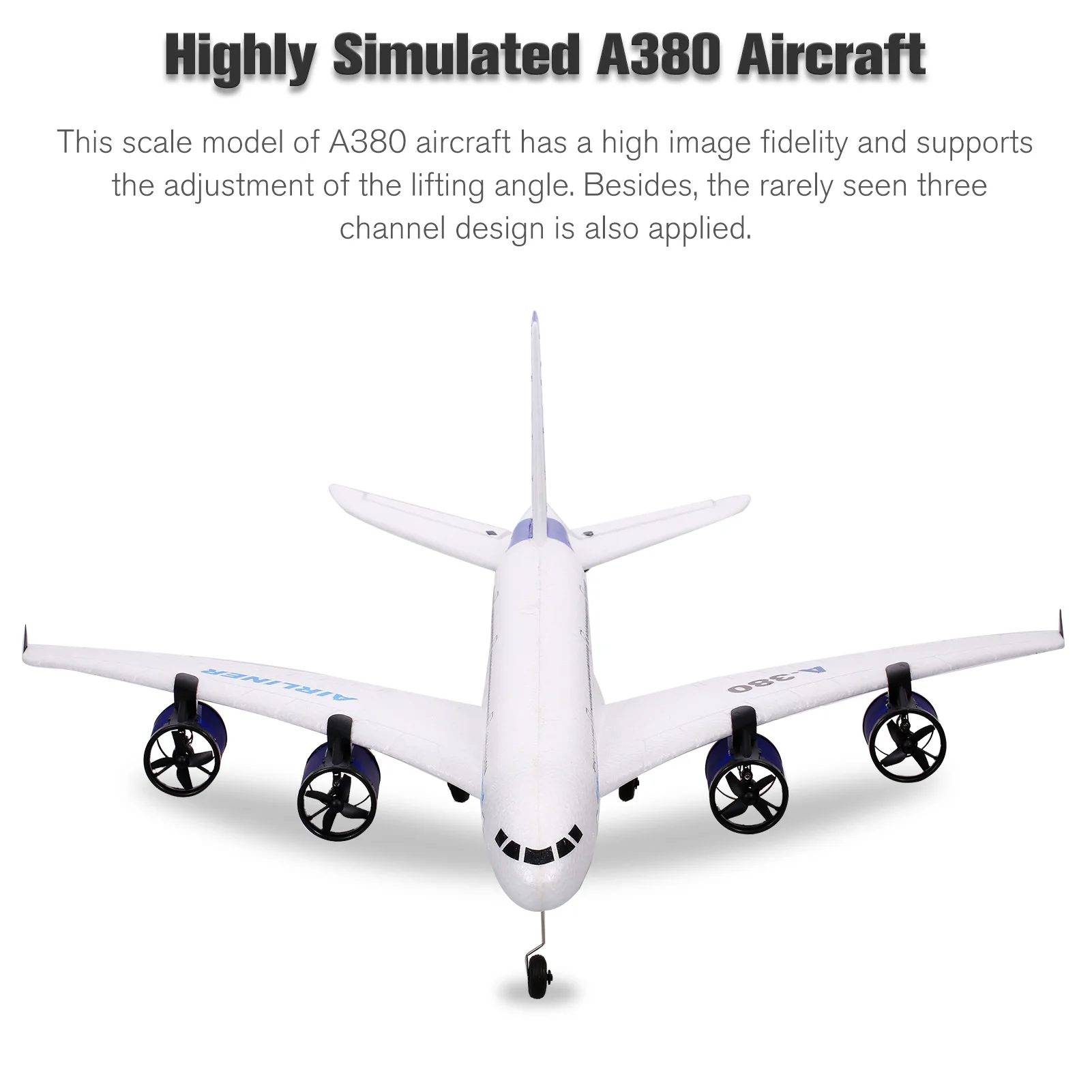 A380 2.4G RC Airplane Flying Aircraft Glider with LED Searchlight 3CH for Beginner EPP Foam Fixed Wing Airplane Foam Plane Remo