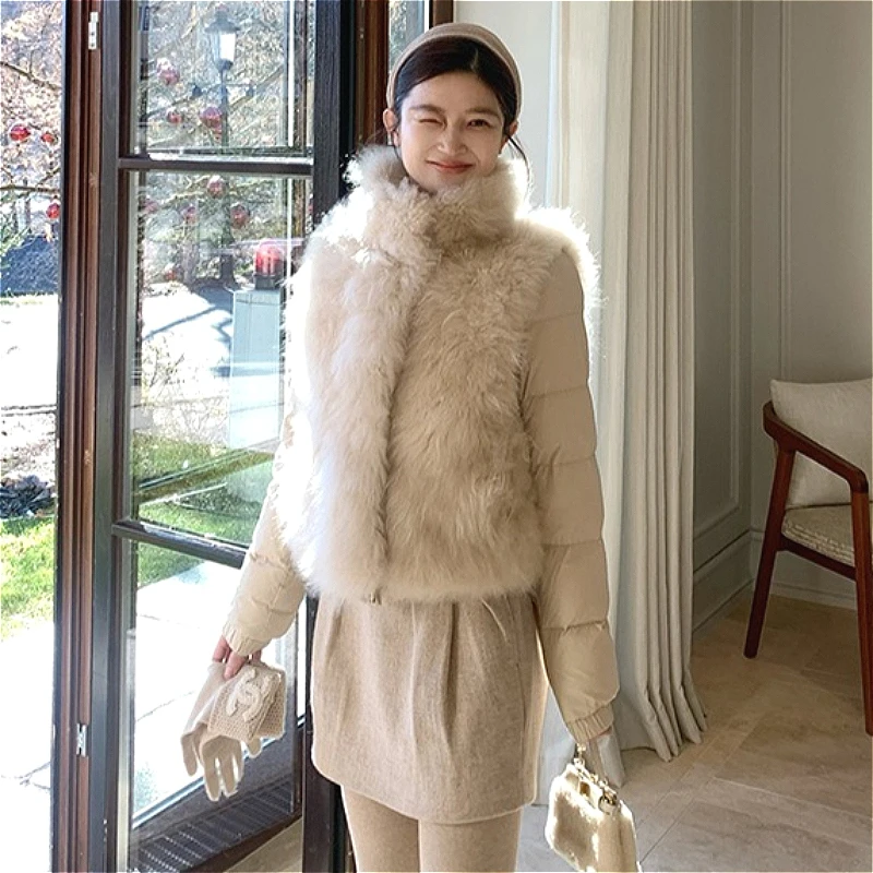 Women Faux Fur Vest Coats Jackets Stand Collar Coat Thick Warm Y2k Streetwear Jacket Elegant Work Outerwear Autumn Winter 2026