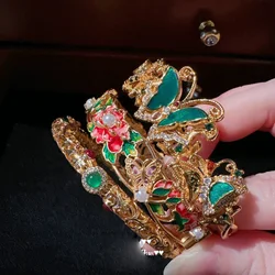 Email Vlinder Edelsteen Geweven Gegraveerd Verguld 18K Goud Geglazuurd Zirkoon Armband