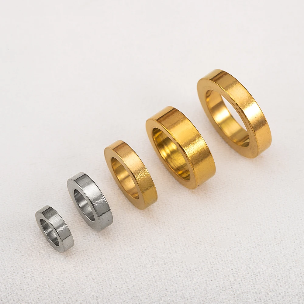 10Pcs Stainless Steel Large Hole Seamless Rings Smooth Round Closed Spacers for DIY Bracelet and Necklace Jewelry Making
