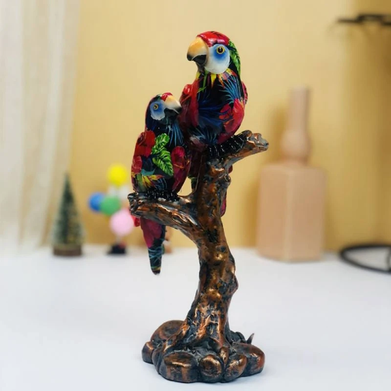 European Style Resin Parrot Statue For Tabletop Ornament Accessory Gift Supplies For Home Office Landscape Decor