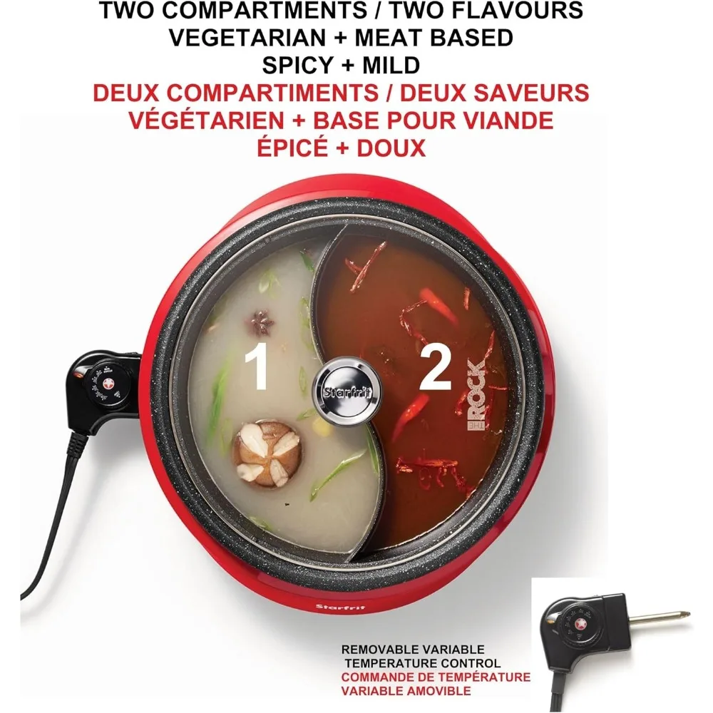 Der doppelseitige elektrische Hot Pot von Rock – 3 l – Rock.Tec Antihaftbeschichtung, variable Temperaturregelung, 1200 W