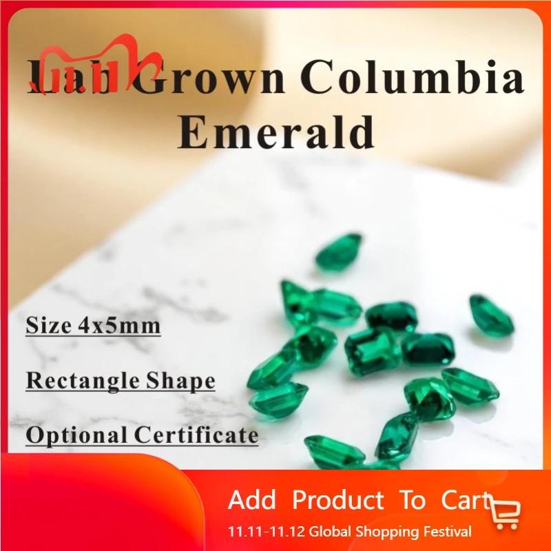 

Hydrothermal Colombia Laboratory Emerald Rectangle Shape Size 4x5mm for Diy Jewelry Making Materials Selectable AGL Certificate