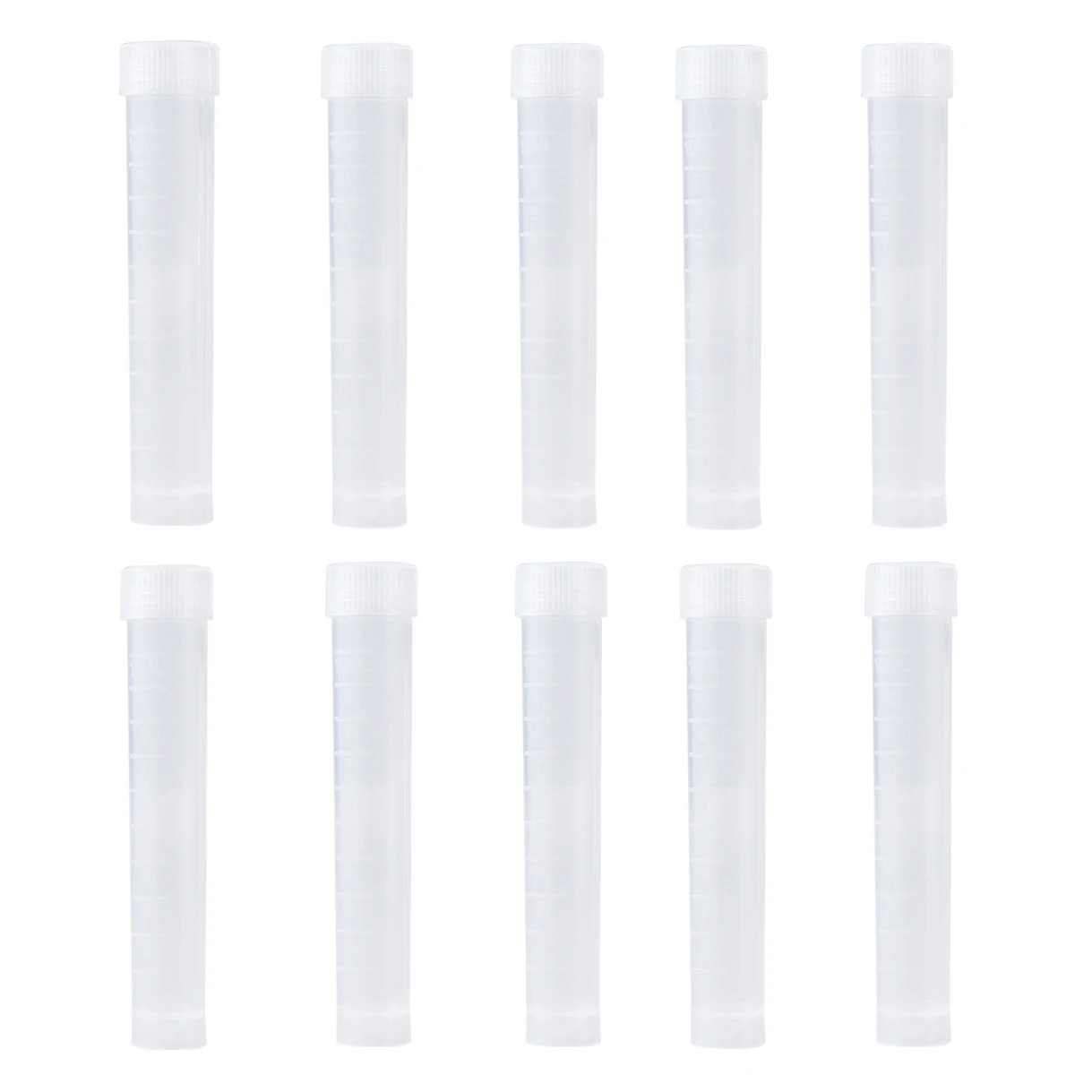 

20pcs 10 ml Plastic Test Tubes Vial Seal Container with Scales for Hospital School Educational (As Shown)