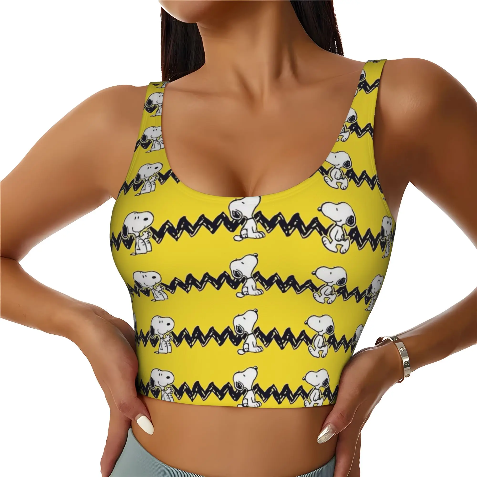 Custom S-snoopies Anime Workout Crop Tank Tops Women Seamless Dog Cartoon Running Yoga Sports Bras