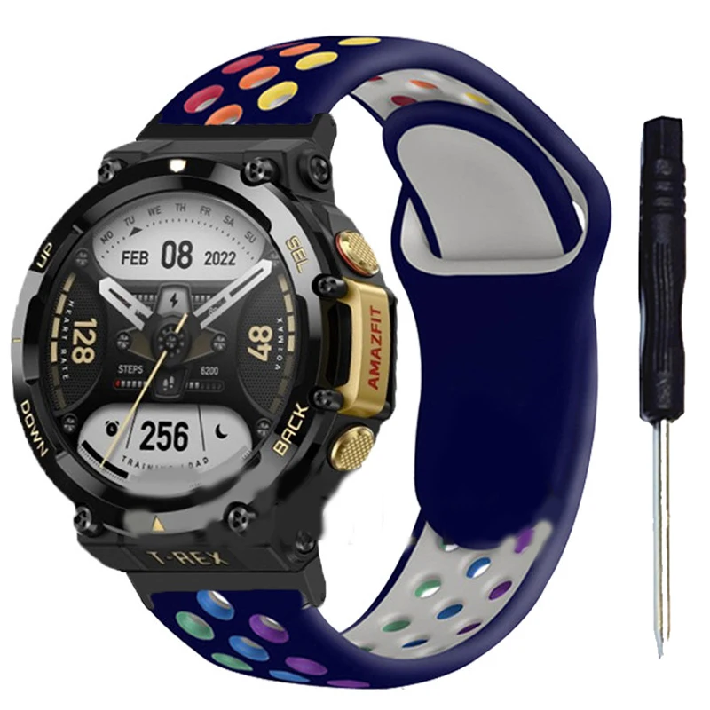 Correa de silicona transpirable para Huami Amazfit t-rex 2 3, Correa de reloj inteligente, pulsera deportiva, cinturones para Amazfit T Rex Trex 2 Pro
