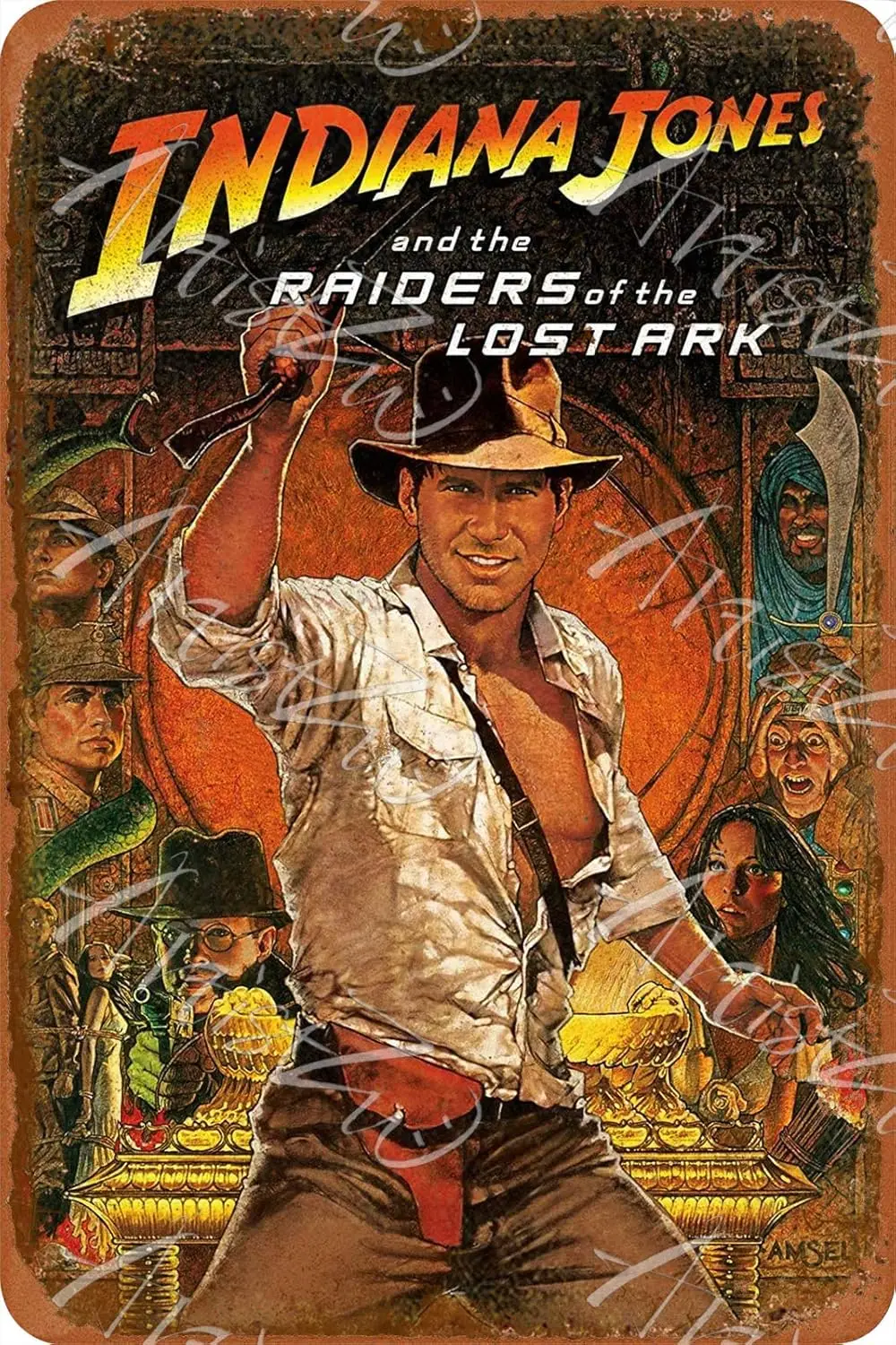 Metal Tin Sign For Classic Indiana Jones Raiders of The Lost Ark Movie Film Movie Vintage Retro Aluminum Sign 8x12 Inch