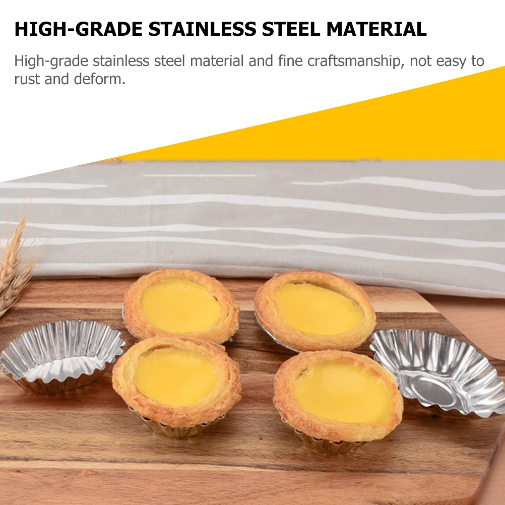 

6pcs Stainless Steel Chrysanthemum Molds for Baking Egg Tarts Pies Cheesecakes Desserts Cupcakes Kitchen Tools Home Hotel