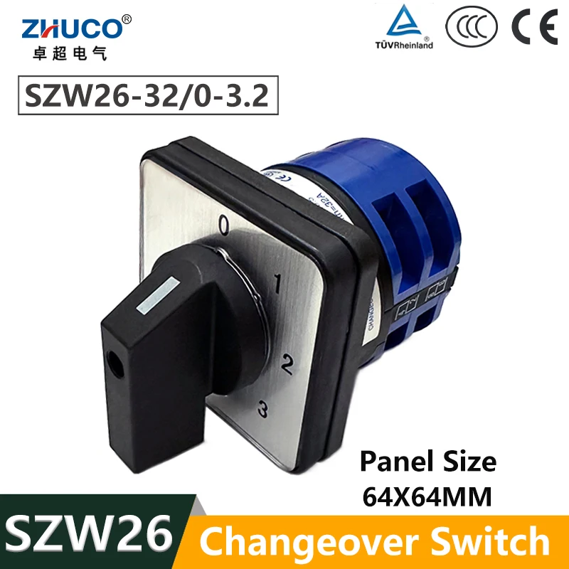 

ZHUCO SZW26/LW26-32/0-3,2 32A 660 В, 4 положения, 2 шестерни, 8 винтов, многокомбинированная ручка, универсальный переключающий поворотный кулачковый переключатель