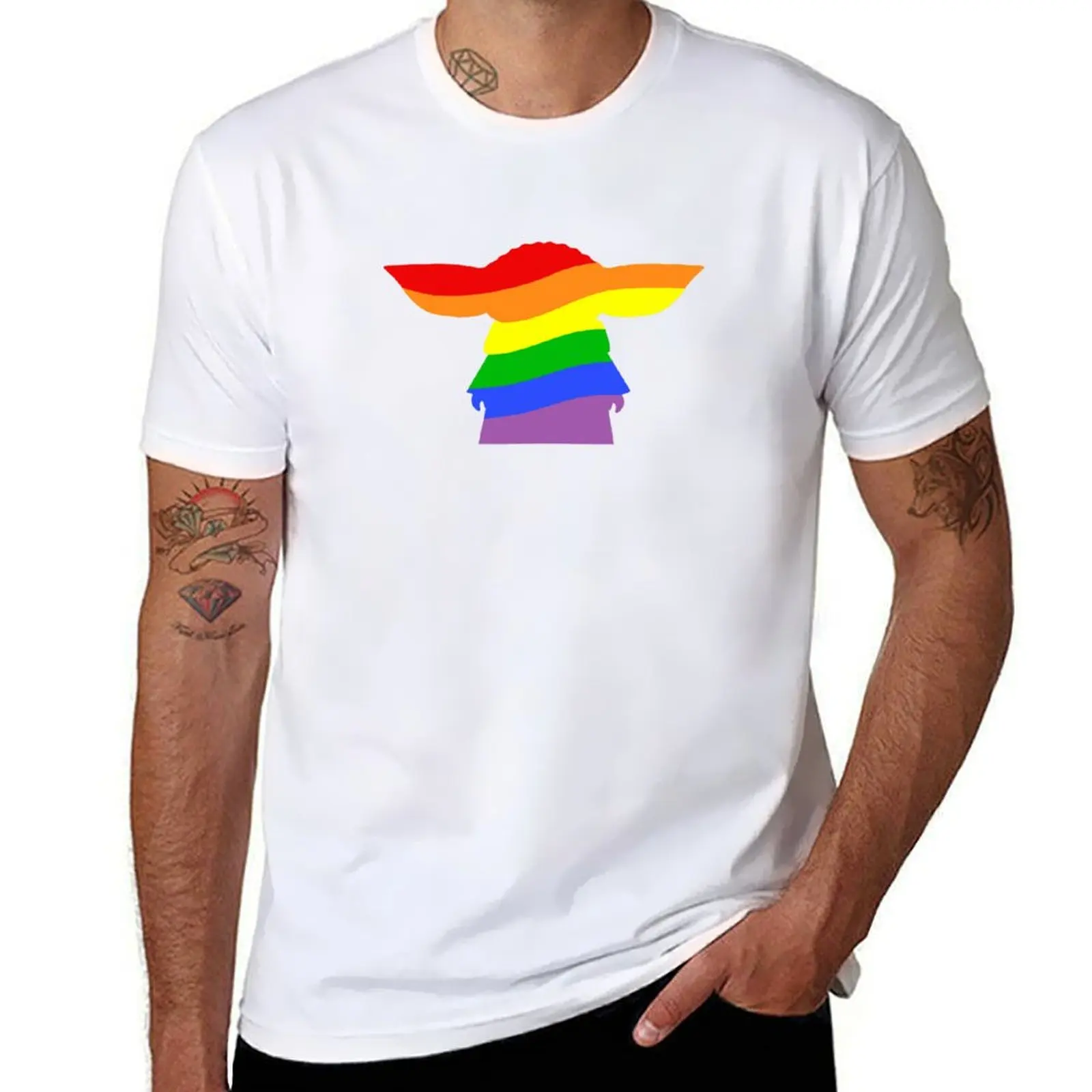 

Alien Silhouette - Rainbow T-Shirt t shirt man plain men t shirt cotton 100% T-Shirt