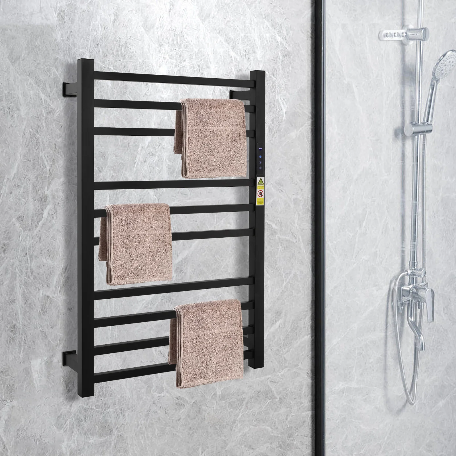 벽걸이형 전기 타월 랙, 10-로드 대형 공간 120W 빠른 가열 침실 욕실 주방 세탁실 스파 사우나용
