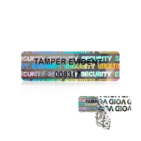 2.5x0.7cm 변조 방지 홀로그램 스티커 높은 보안 인감 보증 안전 라벨 독특한 일련 번호가 있는 홀로그램 스티커