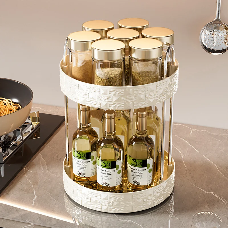 Two-Layer/Three-Layer 360-Degree Rotating Makeup Storage Rack - Rotating Tray, Suitable for Bathroom Countertops, Dressing Table