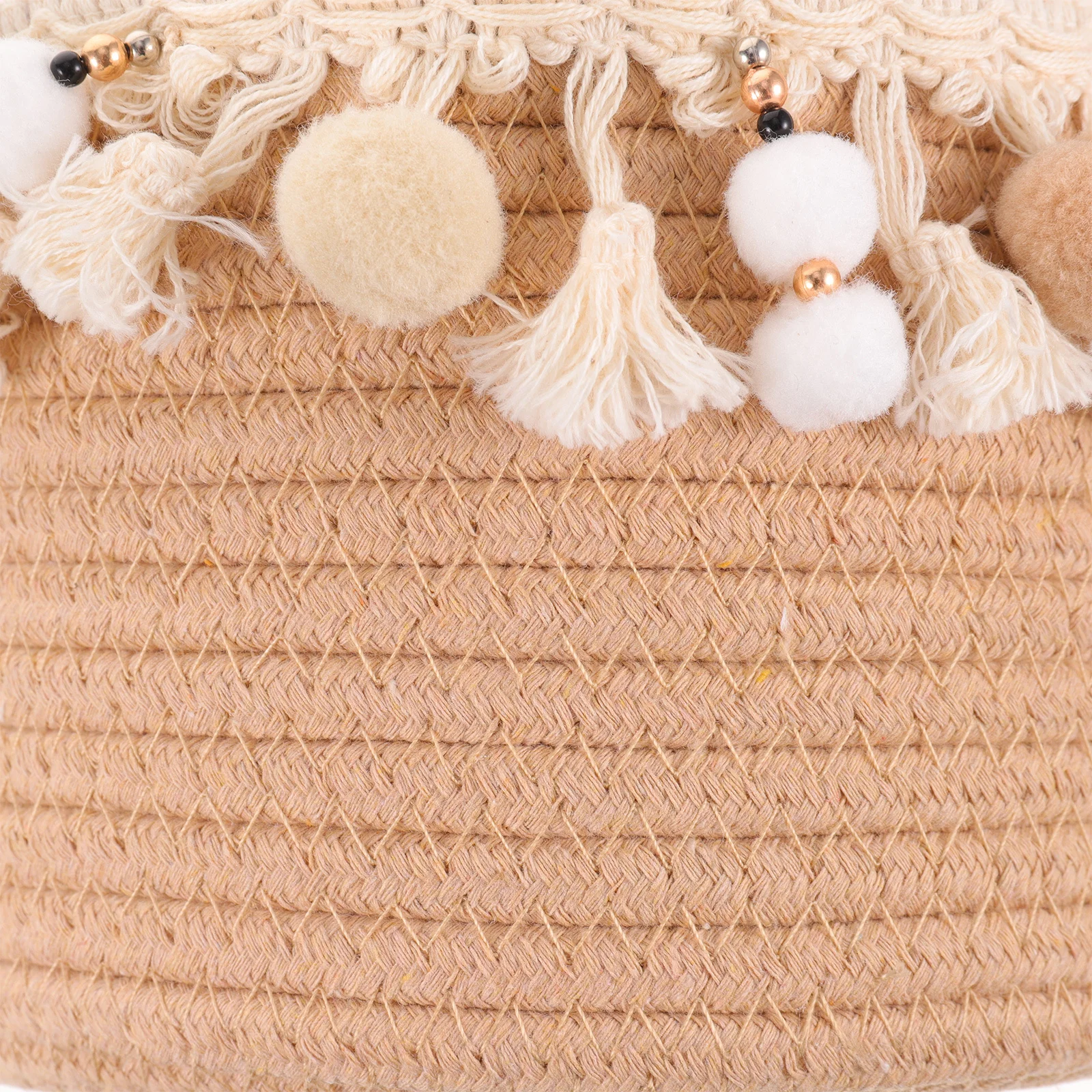 

Round Cotton Rope Woven Baskets Desktop Storage Organizer for Kitchen Bathroom Bedroom Cosmetics Snacks Decorative