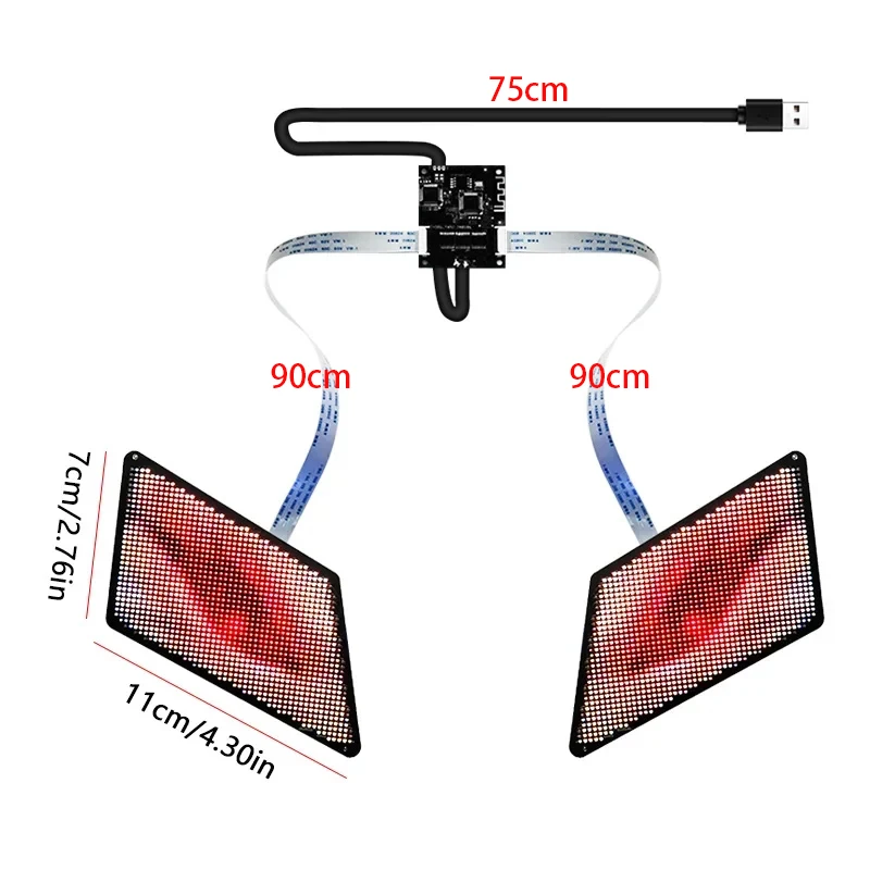 Smart APP Programmable LED Eye Display Screen Panel RGB Color Eye Animated Display PCB Board for Bag Car LED Backpack Billboard