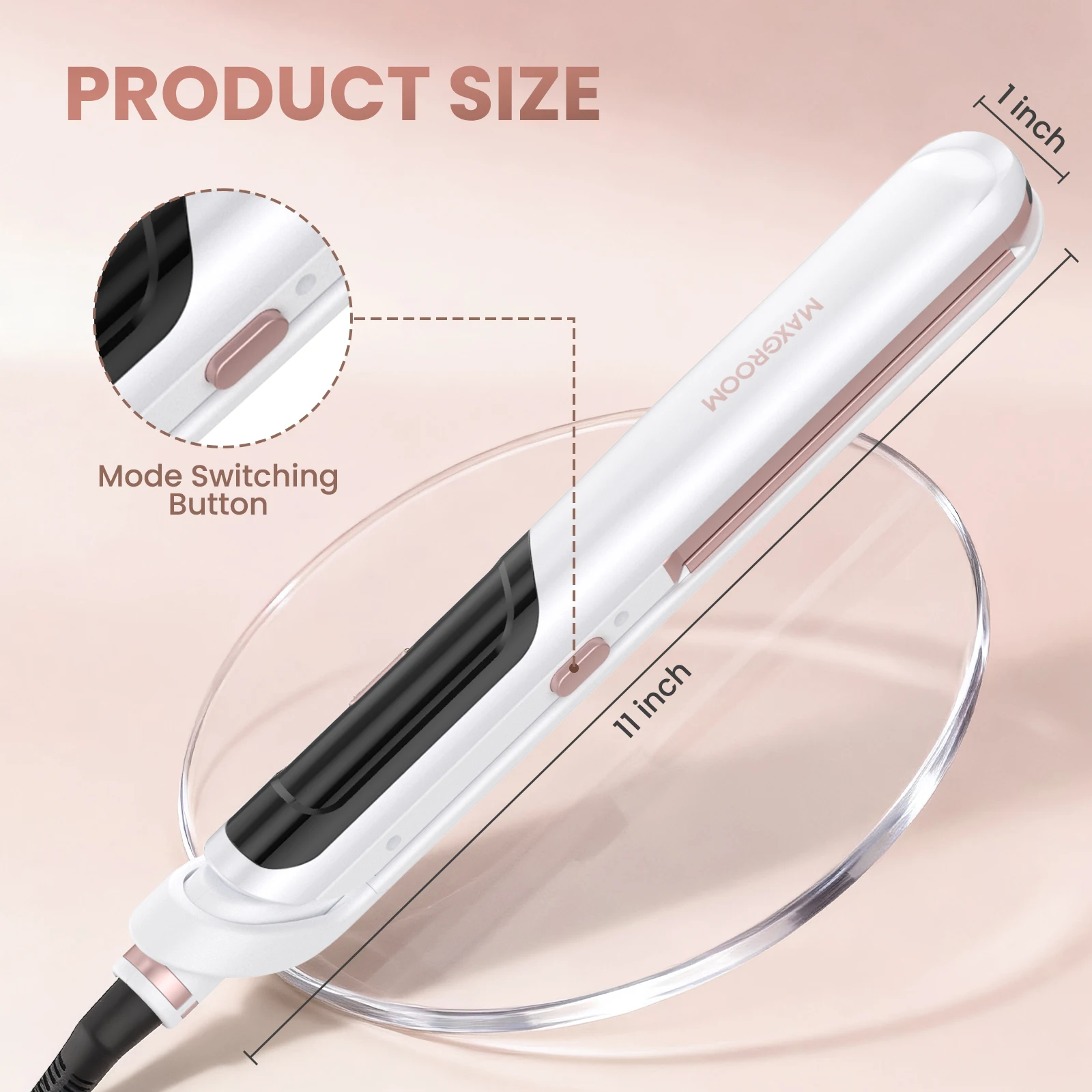 MAXGROOM 3In 1 المهنية مكواة فرد الشعر بكرة الشعر PTC السيراميك تسخين سريع بكرة الشعر قابل للتعديل درجة الحرارة مكواة فرد الشعر #6