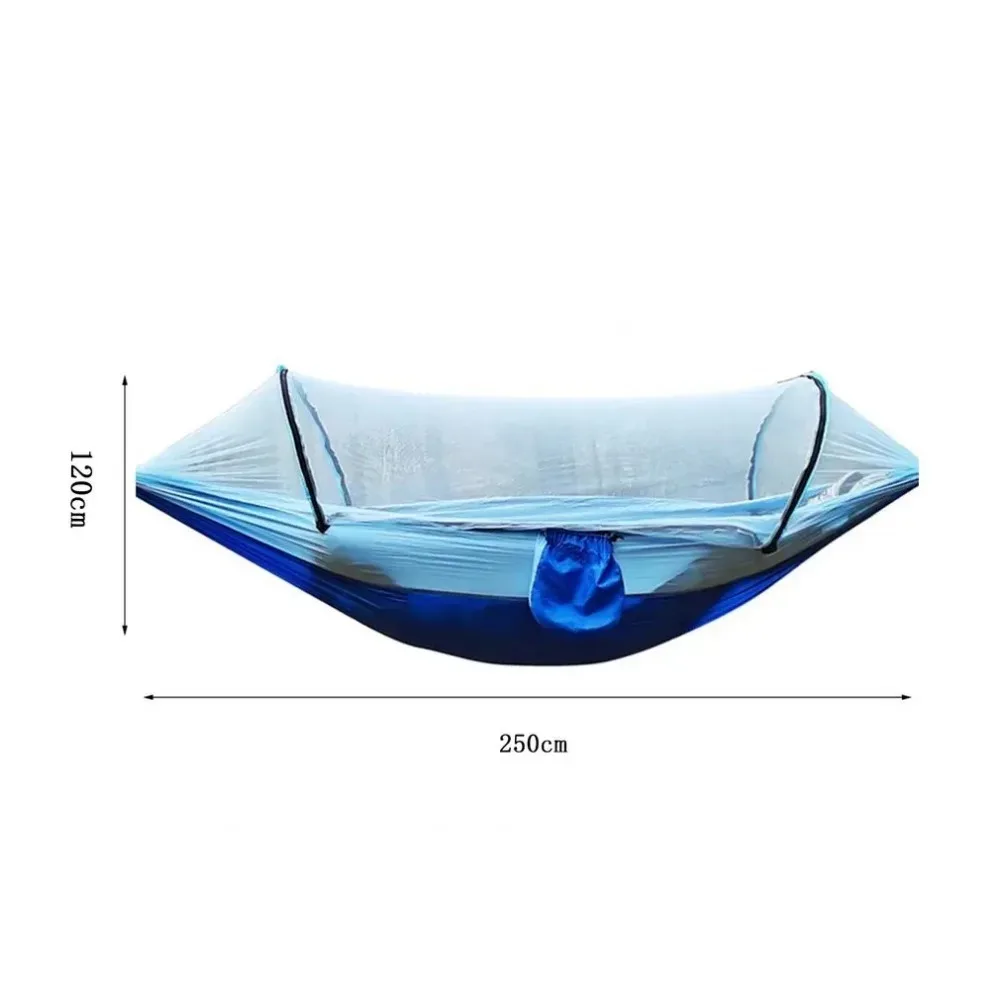 Outdoor Hammock Camping Anti-Flip Nylon Hammocks Single Double with Mosquito Net Automatic Quick Unfolding Sleeping Tent Hammock