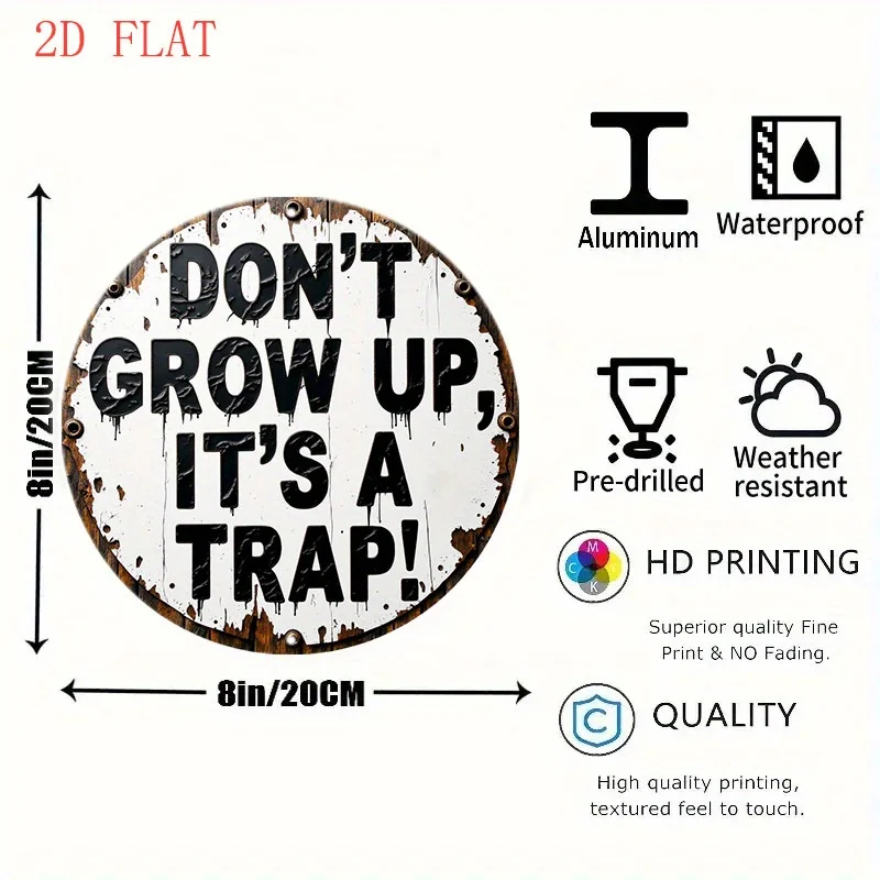 [2D Flat] 20.32 cm Round Aluminum Wall Sign - 