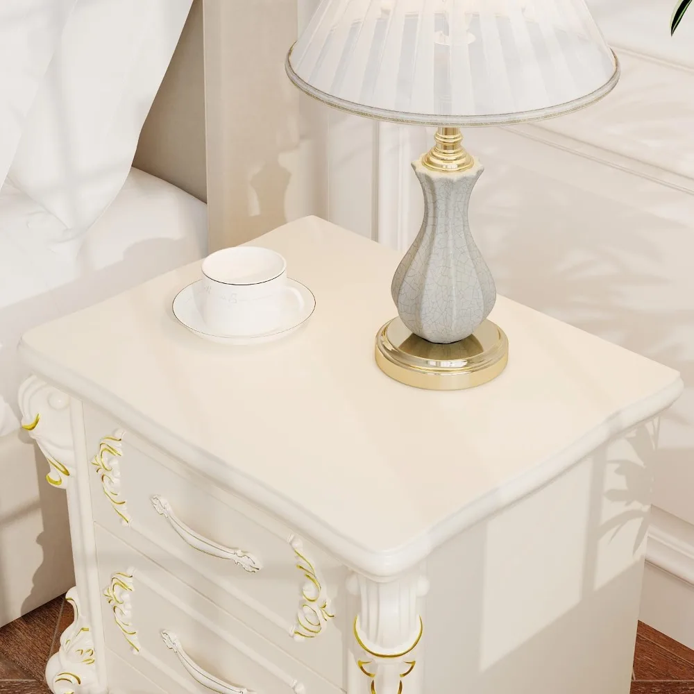 Table de chevet moderne du milieu du siècle avec 2 tiroirs, tables d'appoint sculptées pour chambre à coucher, meubles de style campagnard français