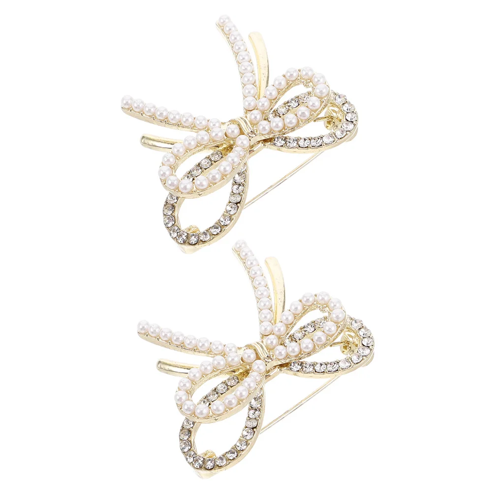 

2Pcs Bowknot Pearl Brooch Elegant Design for Wedding Prom Bridal Shower Women's Dresses Coats Holiday Anniversary Pins