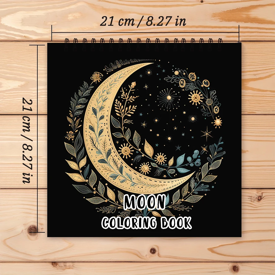 Livro para colorir Lua e Estrelas - 8,27 x 8,27 polegadas Livro para colorir de 32 páginas - presente ideal para família ou amigos