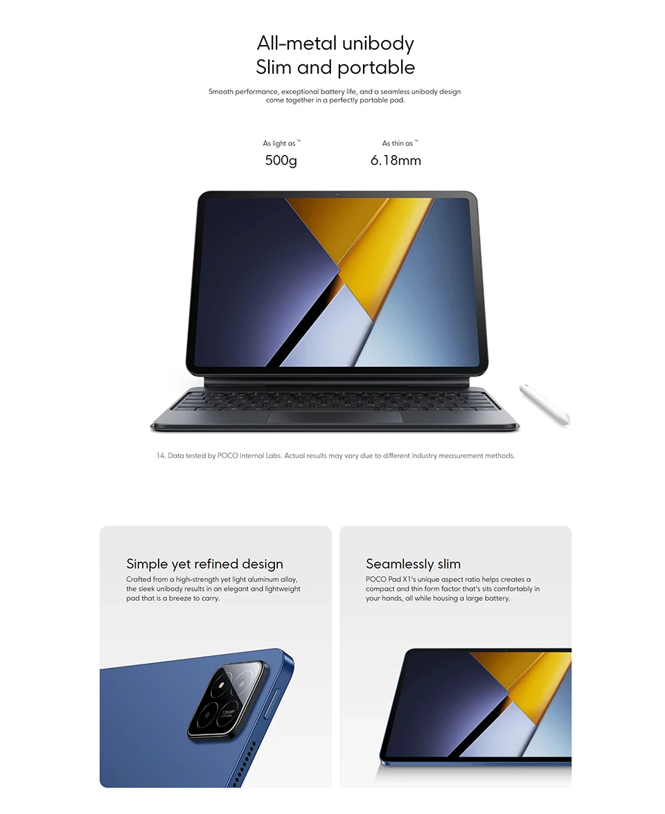 Poco Pad X1 Global Edition 11.2'' 144Hz 3.2K Snapdragon 7 Display + Third Generation Octa Core Processor 45W 8850Mah