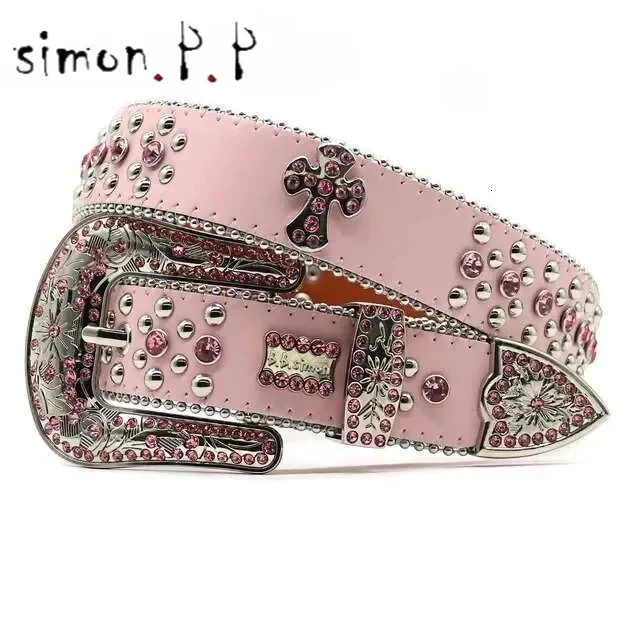 Punk Rock Belts for Women Luxury Brand Letter Rhinestone Bling Buckle PU Decorative Y2k Waist Belt Vintage Men Jean Waistband