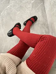 Small flash sequined socks Women knit Stockings