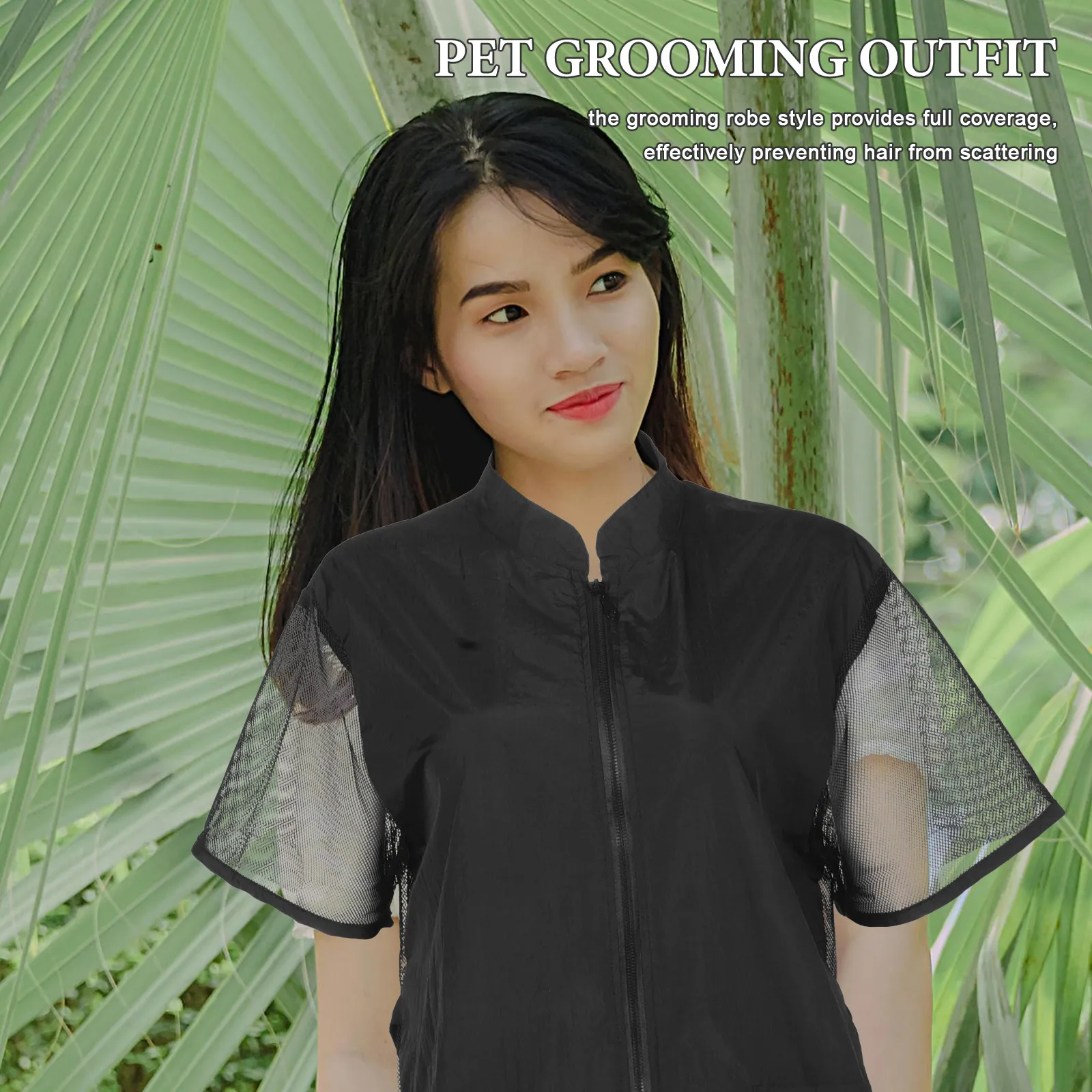 

Pet Outfit Breathable Mesh Full Coverage Size L Dog Grooming Smock Warm Season Pet Work Clothes Grooming Apron