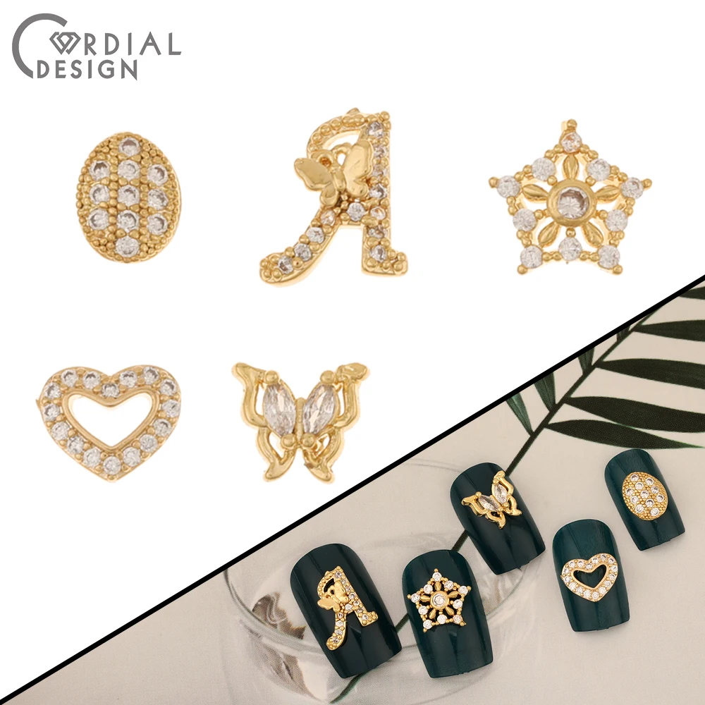 

Cordial Design 50Pcs Genuine Gold Plating/DIY Fingernail Accessories/Cubic Zircon/Butterfly Shapes/Jewelry Findings & Components