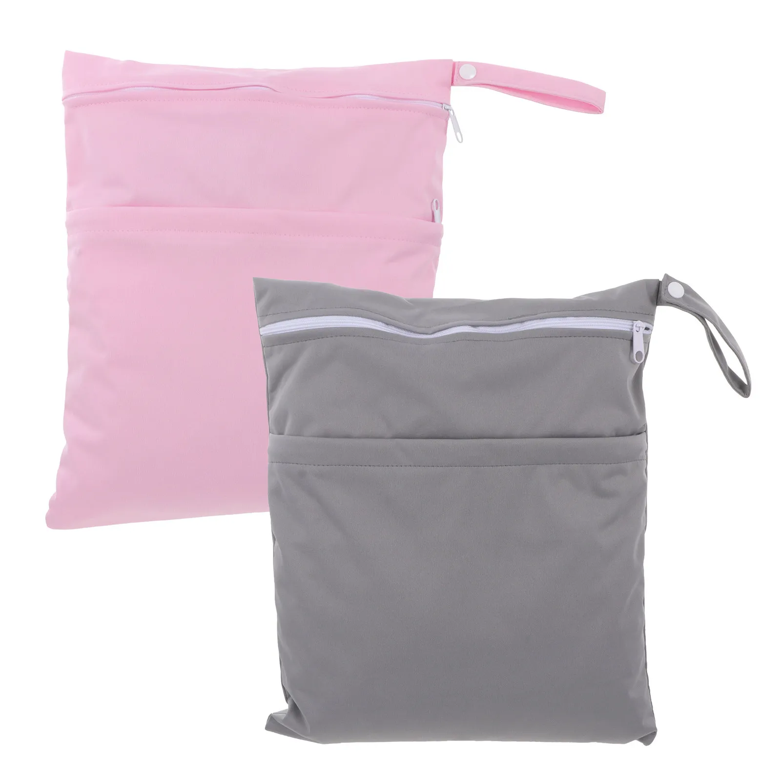 

2Pcs Baby Cloth Diaper Organizer Bags Waterproof Two Zippered Pockets Portable Wet Dry Storage Pouch for Travel Outdoors