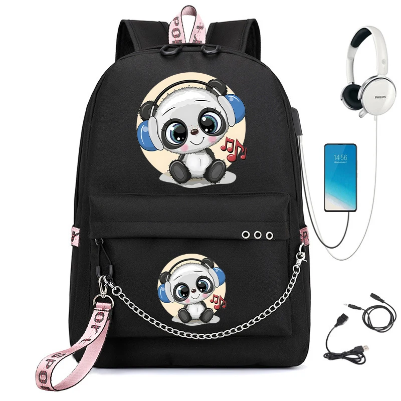 Panda Anime Mädchen Schule Rucksack Taschen Teenager Mädchen Bücher tasche Laptop Travle Bagpack Kawaii süße Rucksäcke Grundschüler Taschen