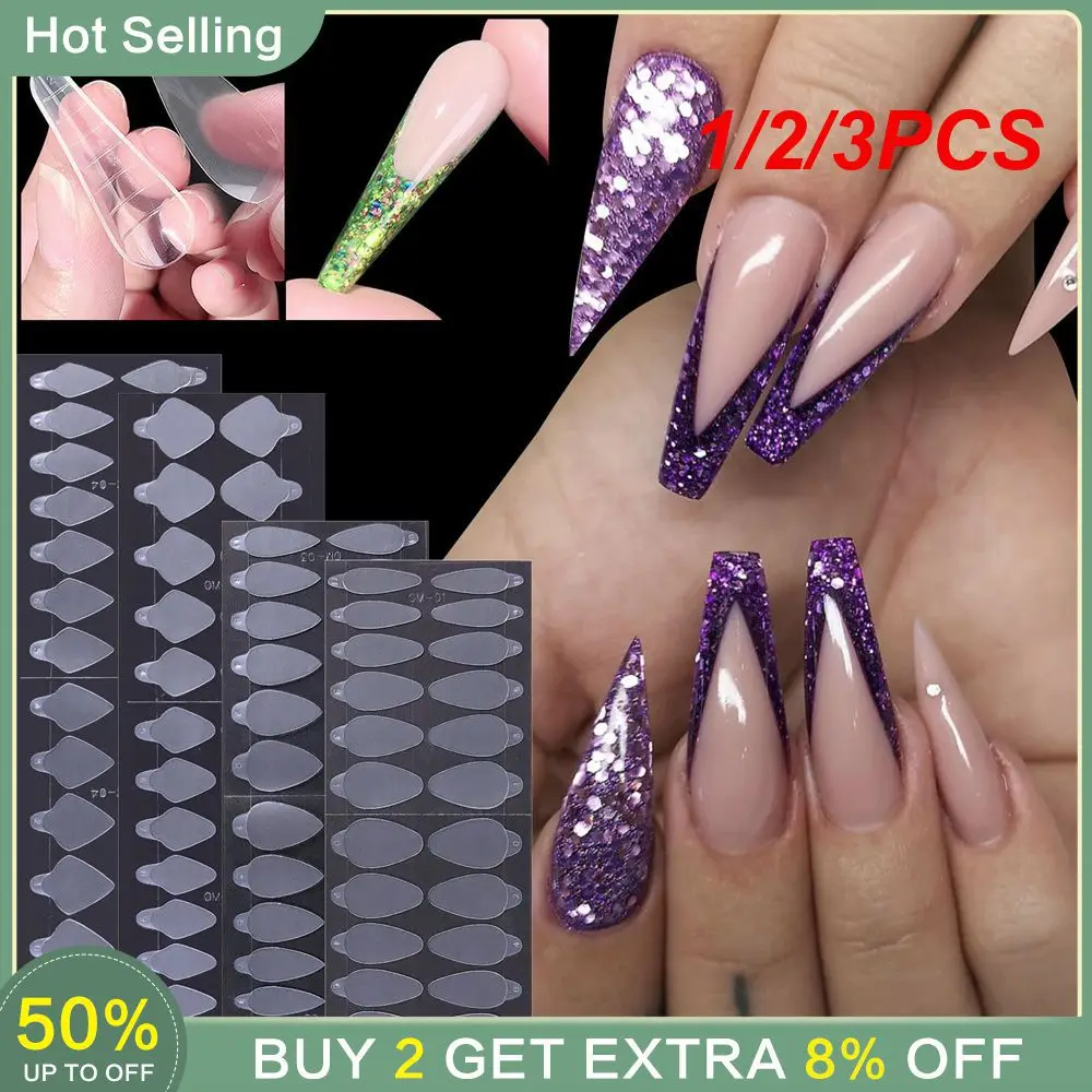 1/2/3PCS piastra per unghie finte adesivo per unghie senza opaco adesivo per pellicola per unghie in cristallo adesivo per estensione dello stampo utilizzato per la creazione di Nail Art