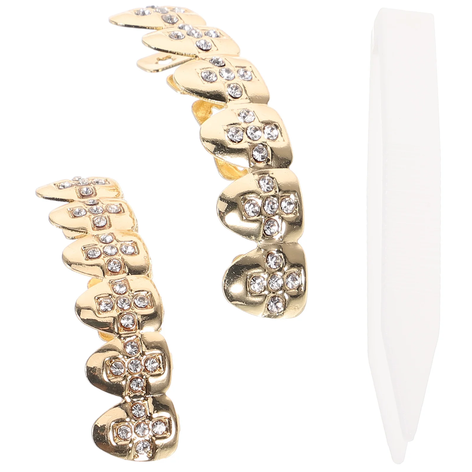 

1Set Metal Teeth Grill Top Mouth Caps Hip Hop Party Concert Cosplay Rapper Costume Accessories Tooth Gems