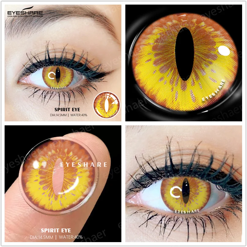 EYESHARE 2pcs Crazy Style Color Contact Lenses For Eyes Cosplay Colored Lenses Yellow Contact Lens Yearly Halloween Contact Lens