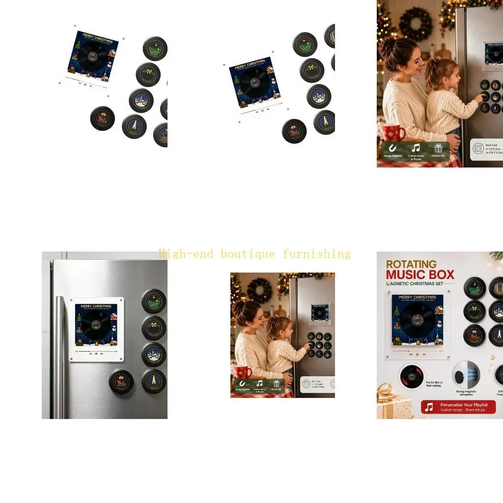 L9NB Song Loading Fridge Display Piece with 9 Programmable Mini Discs, Christmas Look, LED Light and 128MB File Storage for Desk