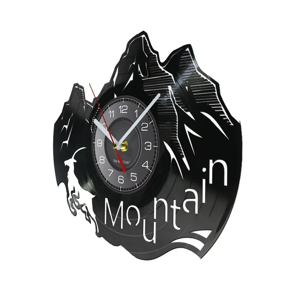 Mountain Wildlife Elk Vinyl Record Wall Clock Home Decoration Interior Wall Hanging Natural Landscape Hiking Inspiration Watch