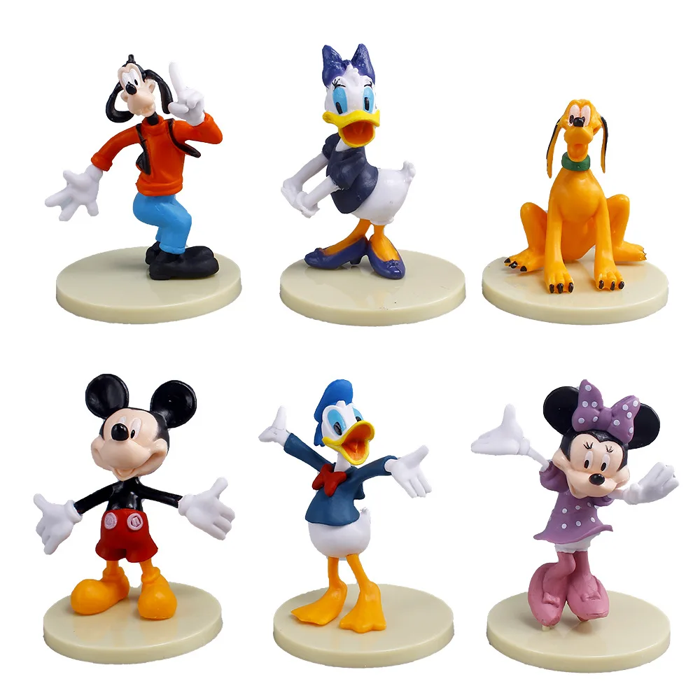 6Pcs/Set Hot Anime Disney Mickey Mouse Figures PVC Minnie Donald Duck Goofy Figurines GK Model Toys Kids Friends Charm Xmas Gift