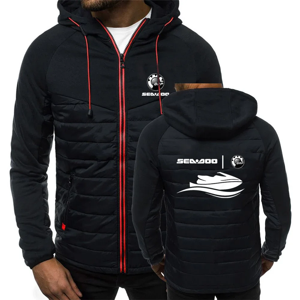 Sea Doo Seadoo Moto 2024 Men New Autumn Winter Printing Casual Fashion Patchwork Seven-color Cotton-padded Jacket Hooded Tops