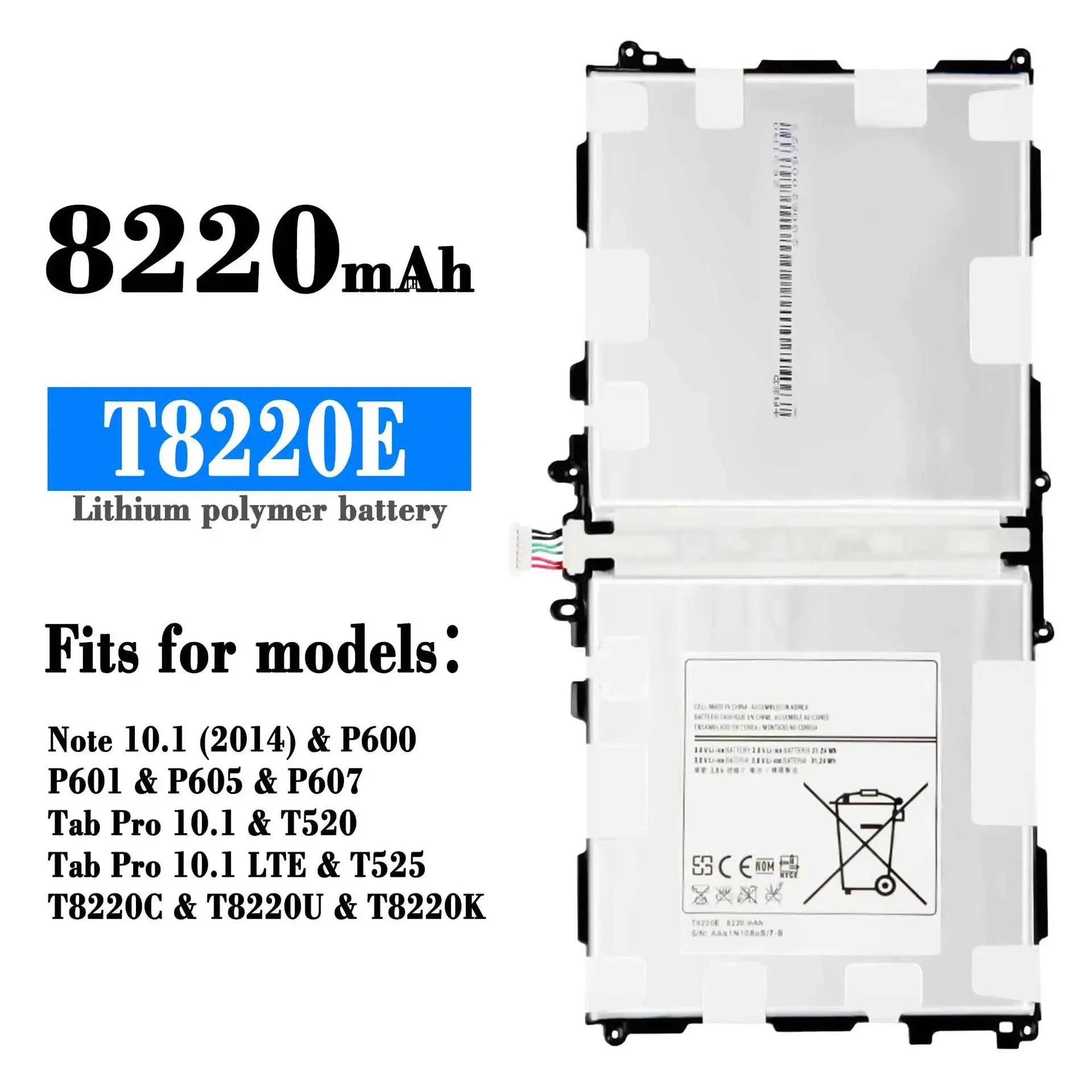 

Tablet Battery T8220E T8220C T8220U T8220K For Samsung Galaxy SM-P601 P600 T520 T525 P605 P607T Note 10.1 2014 8220mAh