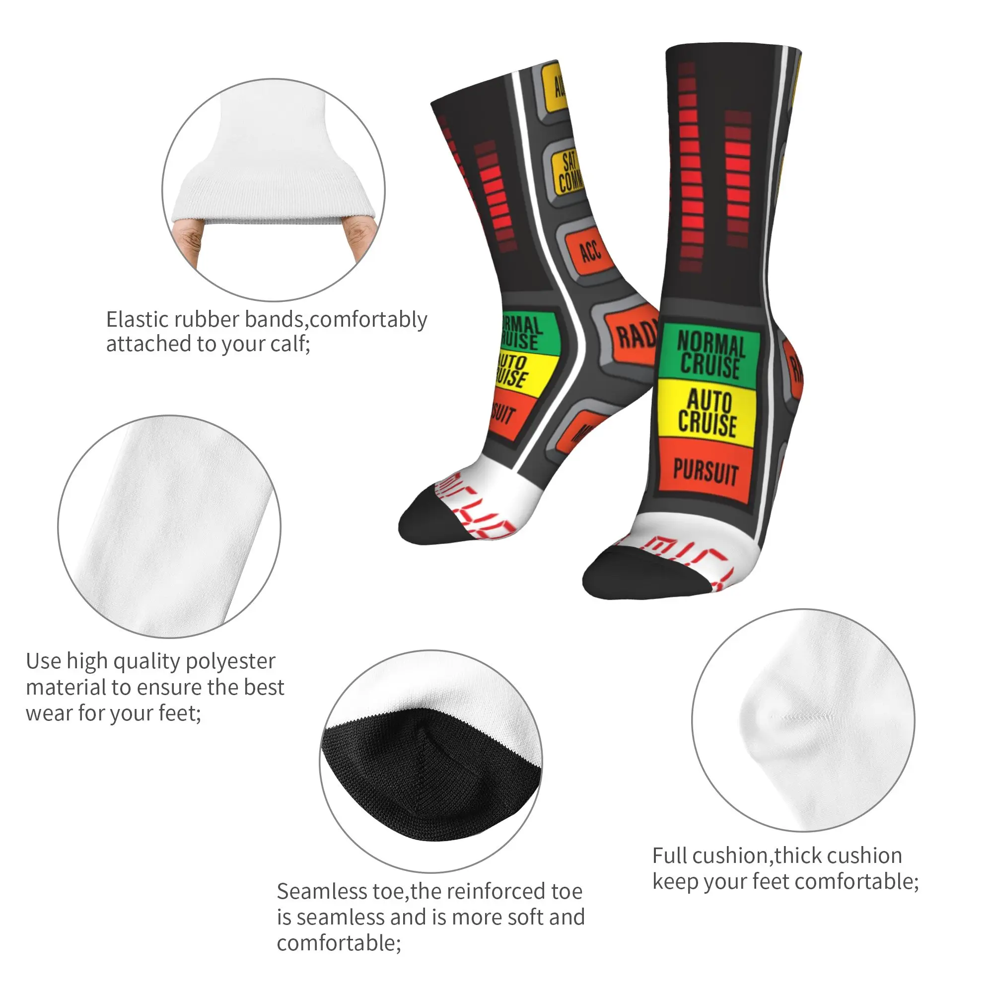 Hip-hop Knight Rider Kitt Control Dashboard Sports Socks  Polyester Long Socks for Women Men Non-slip