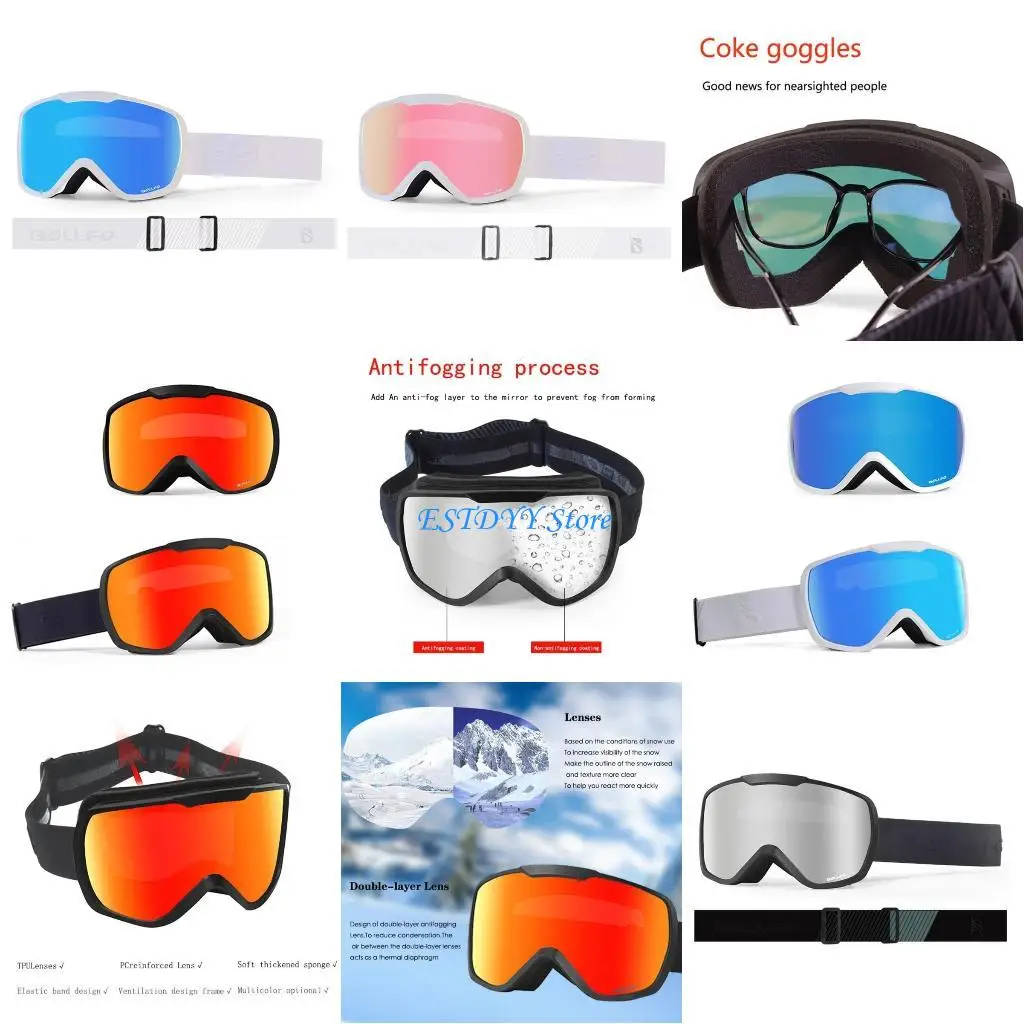 

G6DE Ski Goggles UV-Protection Snowboard Goggles Anti-fog Double Layers Ski Goggles Outdoor Sport Ski Googles for Men Women