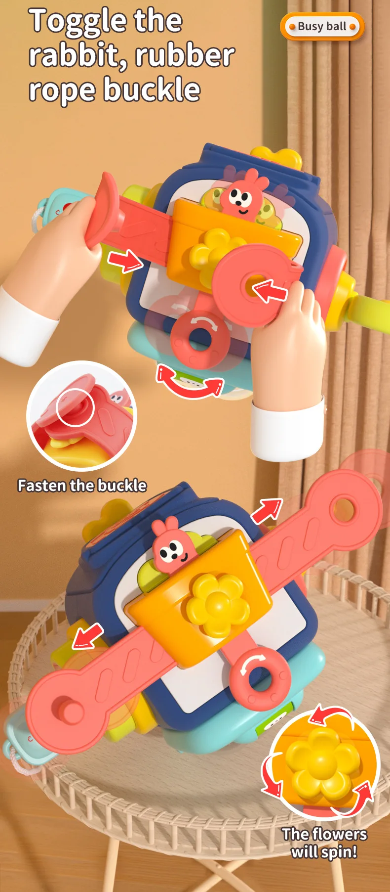 Baby Montessori Beschäftigt Bord Sensorischen Beschäftigt Bord Baby Praxis Fähigkeiten Aktivität Cube Frühe Pädagogische Reise Spielzeug Für Kleinkinder 1-3 – Detail 7