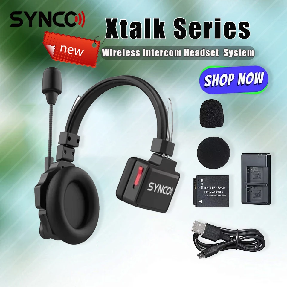 

SYNCO Xtalk 2.4G Wireless Intercom System Noise Reduction Intercom Headset Full-Duplex Single-Ear Remote Headset for