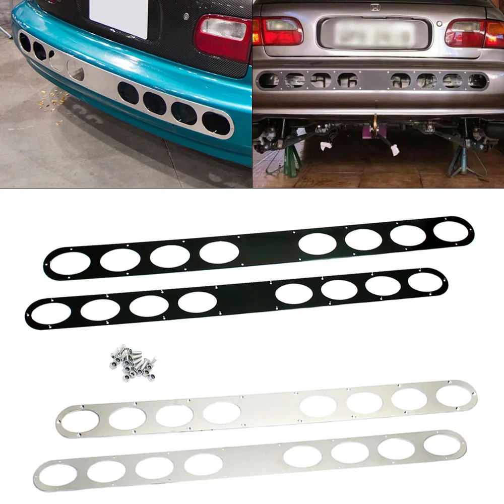 Universal Rear Bumper Air Diversion Diffuser Kit Aluminum 8‑Hole 115x10cm Panel For Honda Civic EK EK4 Styling Parts - view 2