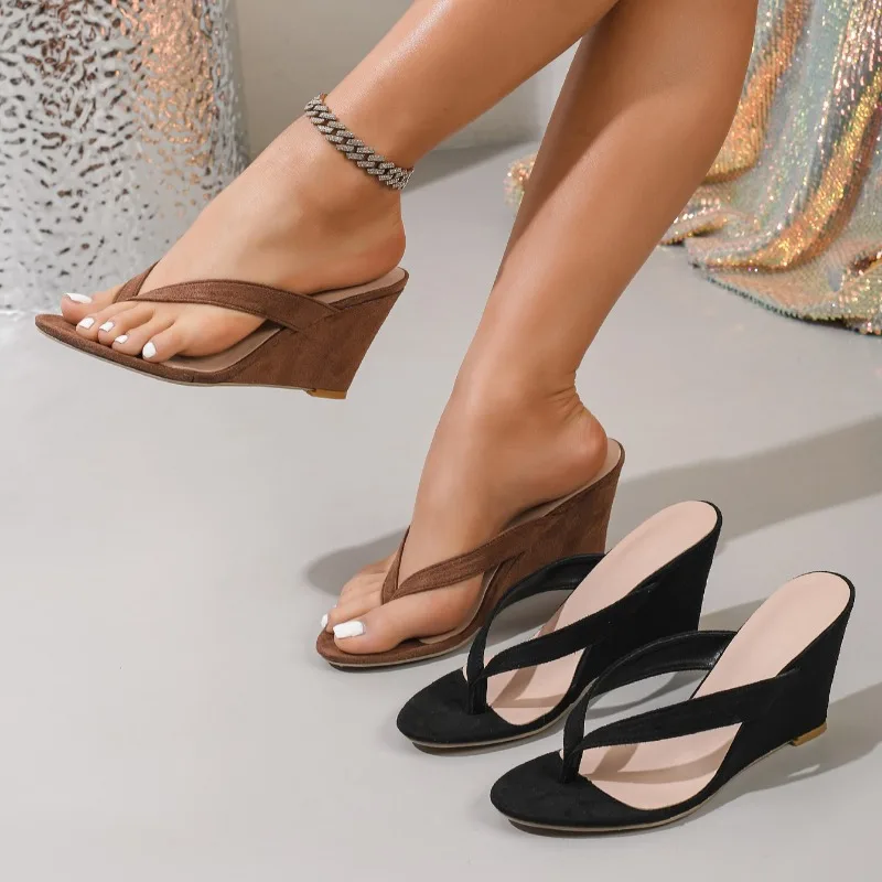 

Aneikeh Summer Fashion Clip Toe Platform Wedges High Heels Slippers Women Leisure Beach Shoes Flip Flops Slide Zapatos De Mujer