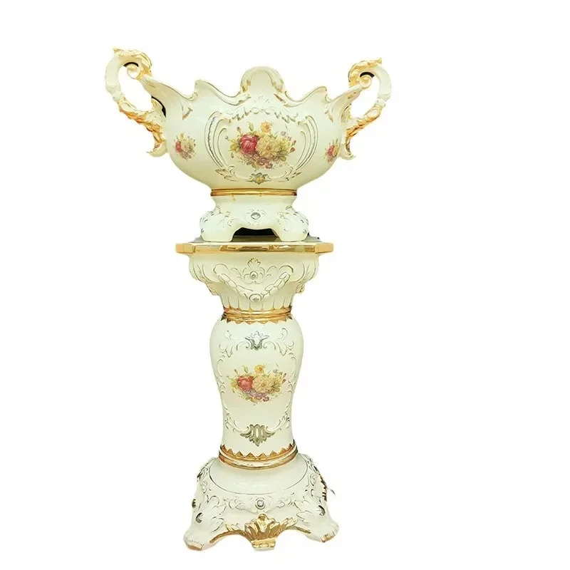 Living room European Roman column ceramic vase ornament Home decoration Hotel lobby floor-to-ceiling vase