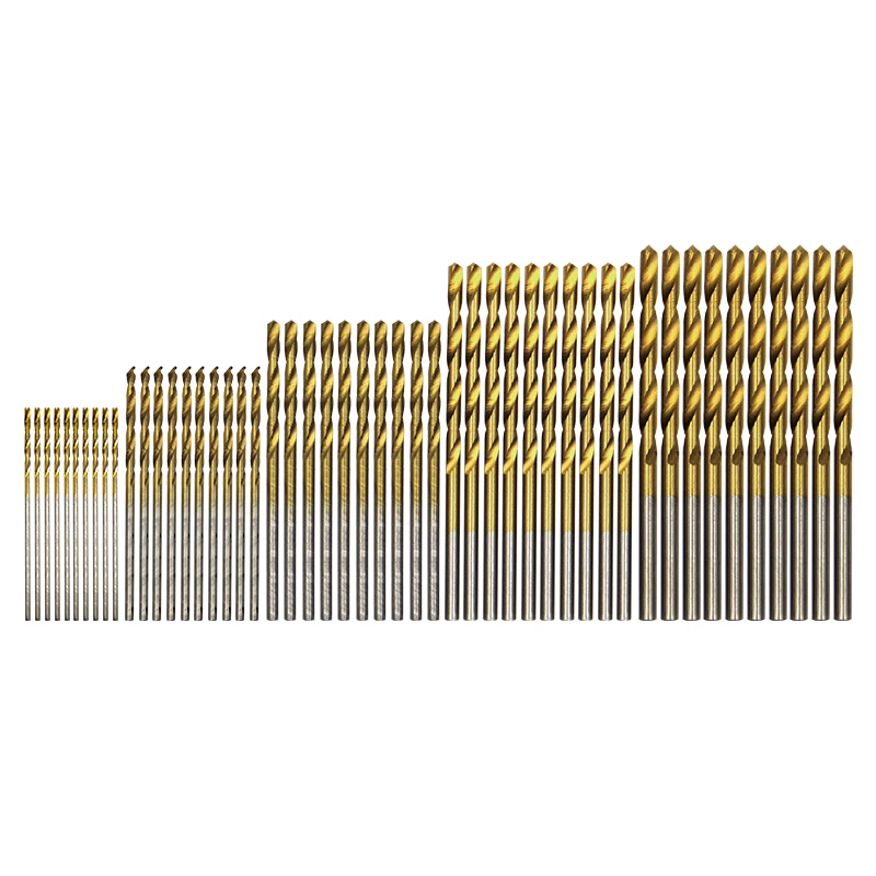 50pc titanium plated twist drill set 1-3mm small drill bit electric drill drilling set DIY woodworking drilling and opening tool